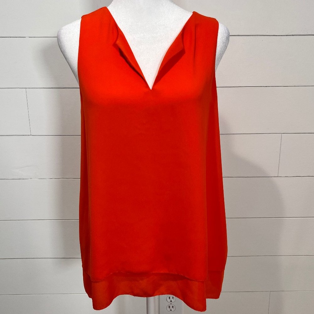 Cremieux Orange Sleeveless V Neck Blouse Size M